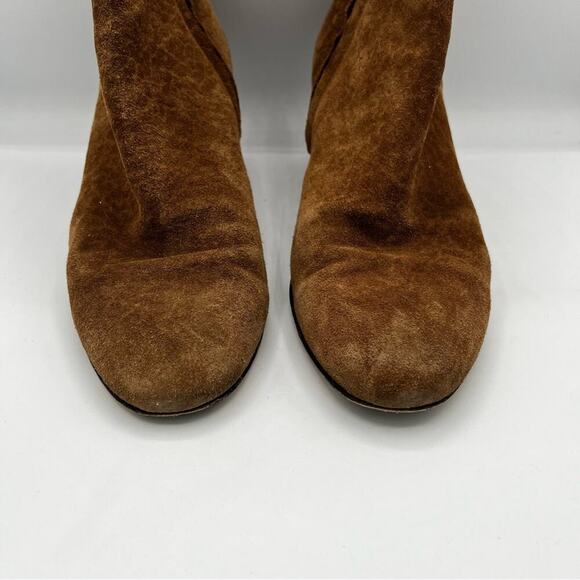 AGL Suede Almond Toe Zip Block Heel Veta Ankle Boot Bootie Tan 38/ 7.5-8 - Picture 5 of 7